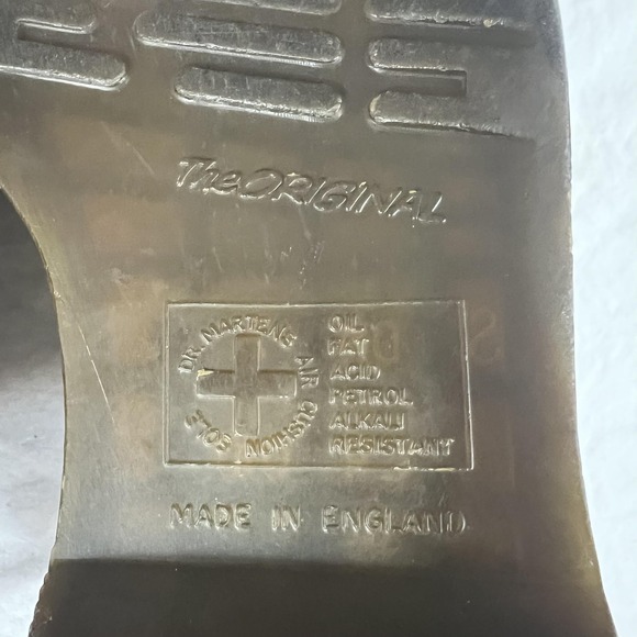 Vintage Dr. Martens 3989/28 Shoes Mens Size 7 Red Gray Leather Brogue Colorblock - Picture 8 of 9